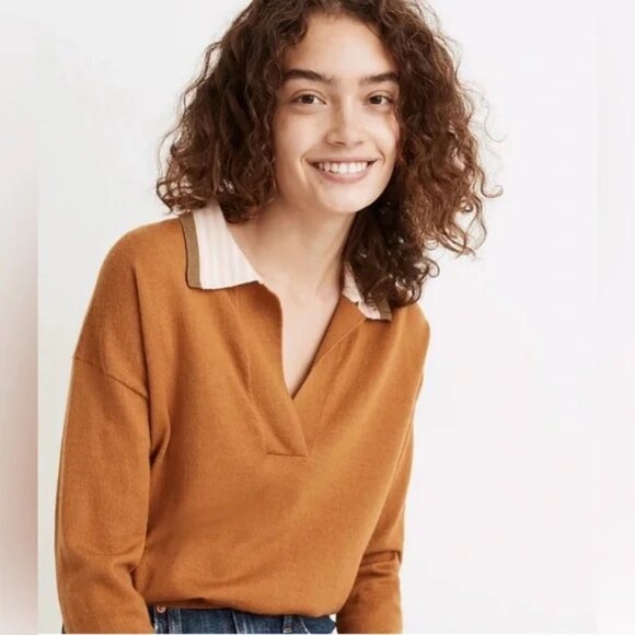 Madewell Women's Colorblock Merino Wool Polo - Small - Picture 1 of 11